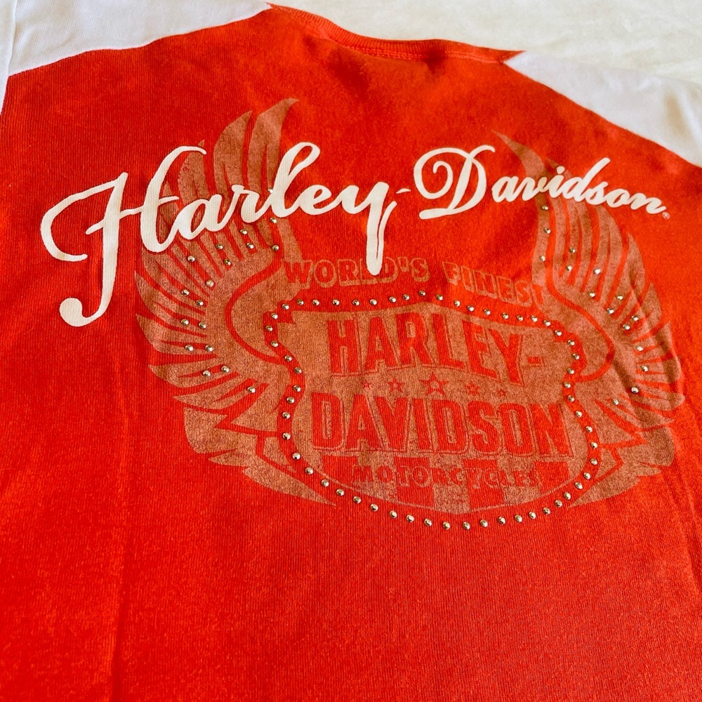 Harley Davidson Bejeweled & Studded double sided Logo 100% cotton M